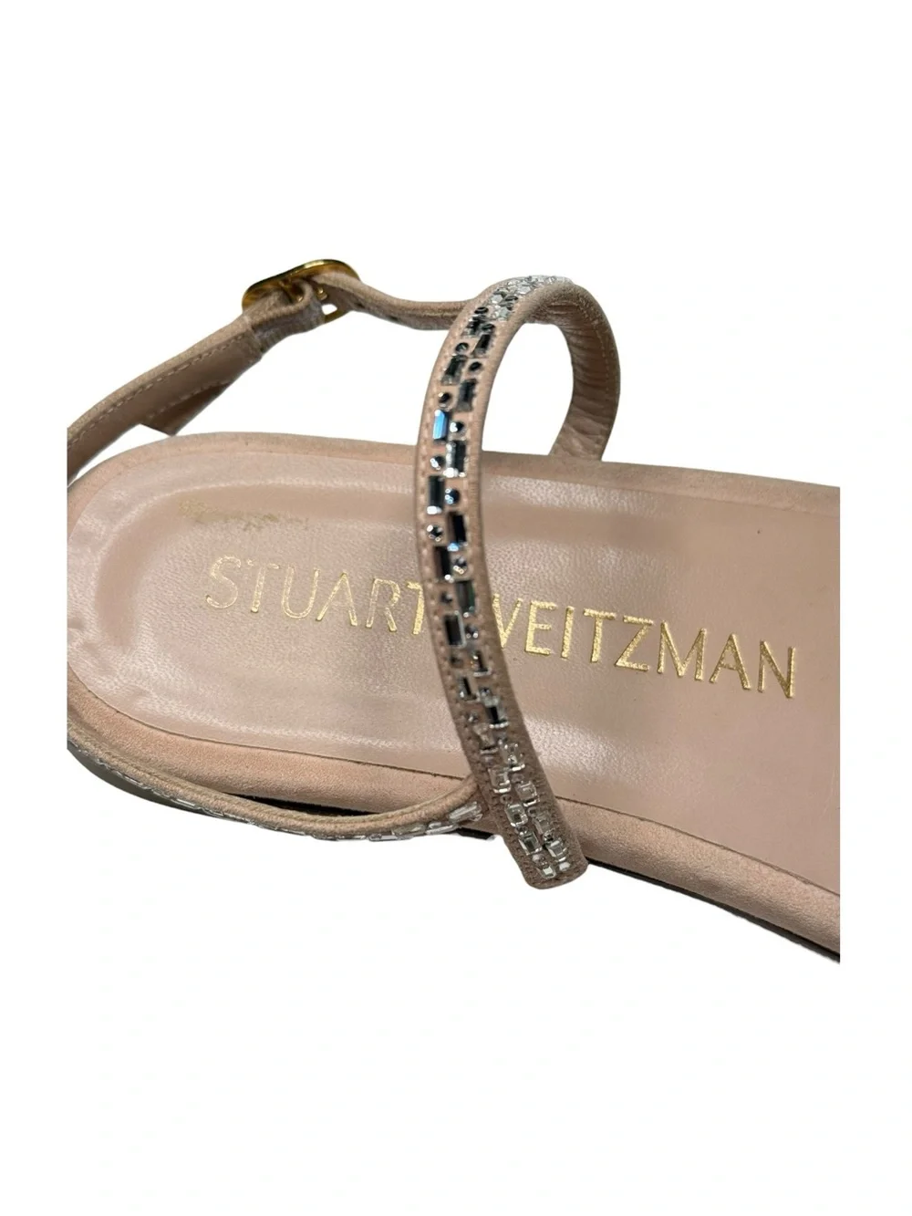 Stuart Weitzman ☀︎︎ Samarra Embellished Suede Strappy Flat Sandals ☀︎︎ Pink 7M